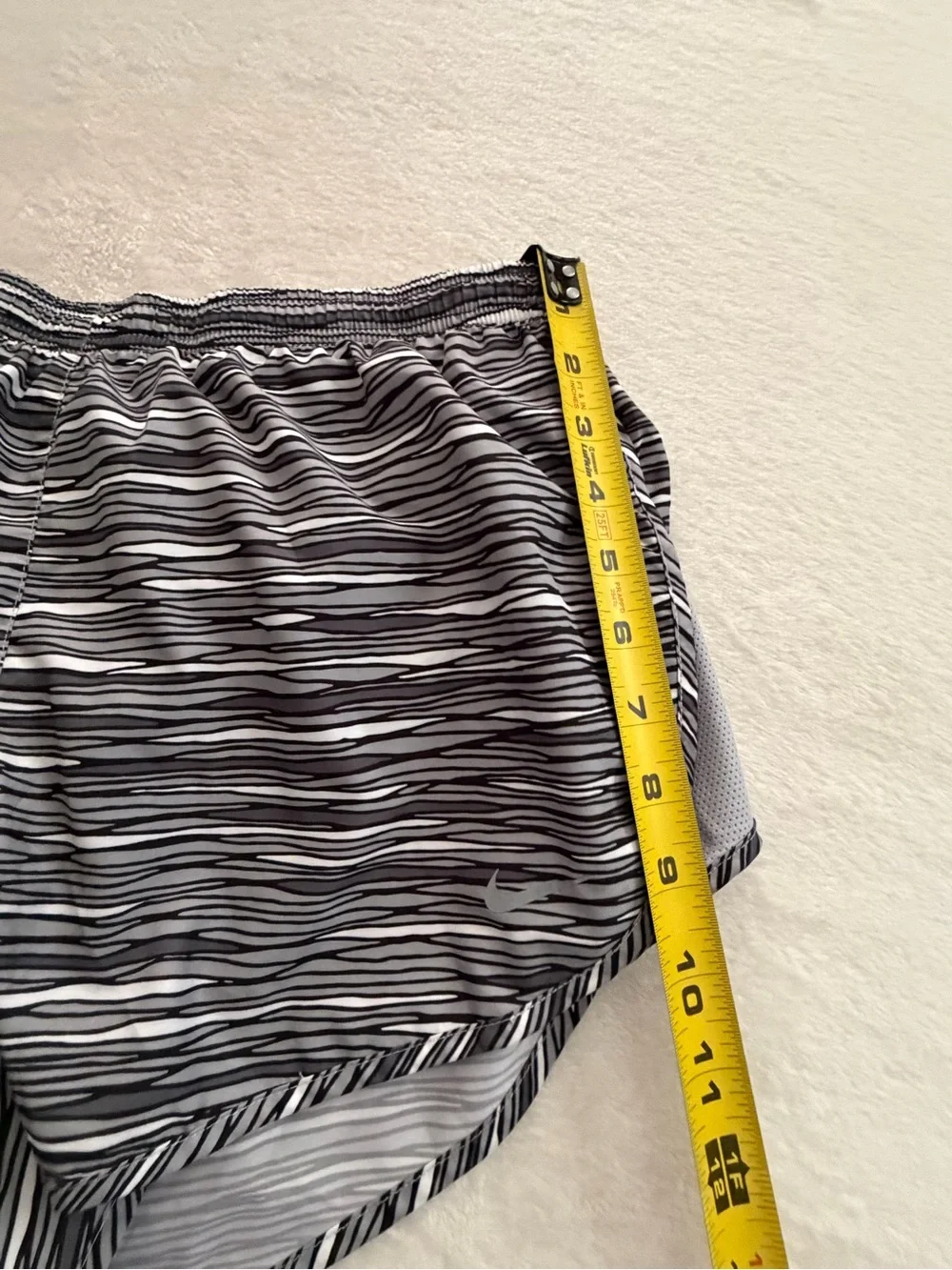 Nike Women’s Black and White Striped Athletic Running Shorts